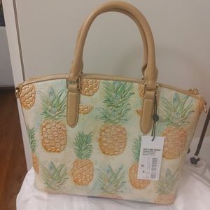 NWT 2019 Brahmin Duxbury Satchel in Multi Pompano Pineapple bag Crossbody Strap